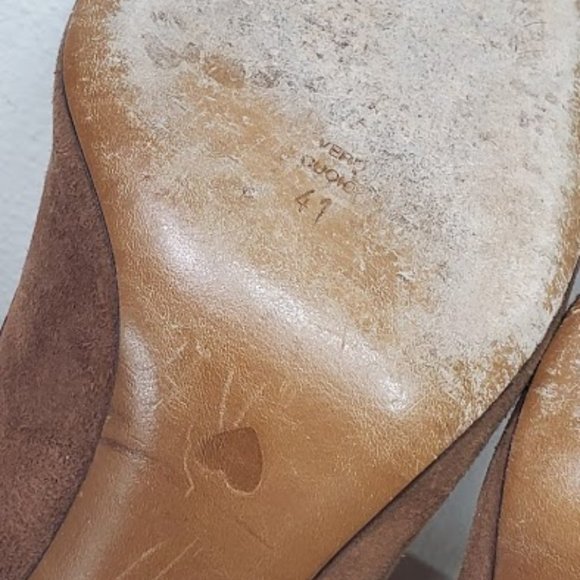 Vtg Moschino Cheap and Chic Suede Peep Bow Pumps - Picture 14 of 15